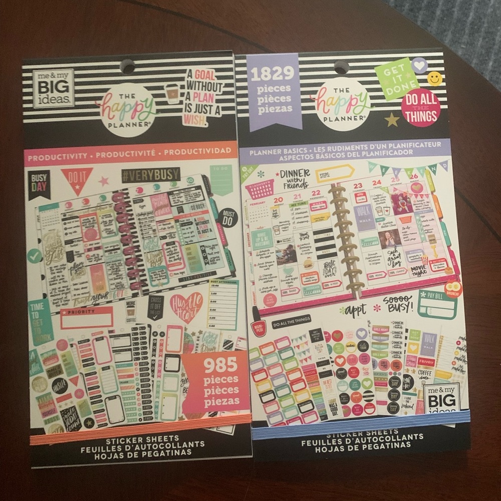 2 THE HAPPY PLANNER STICKER BOOKS PRODUCTIVITY BASIC PLANNER JOURNAL SCRAPBOOK